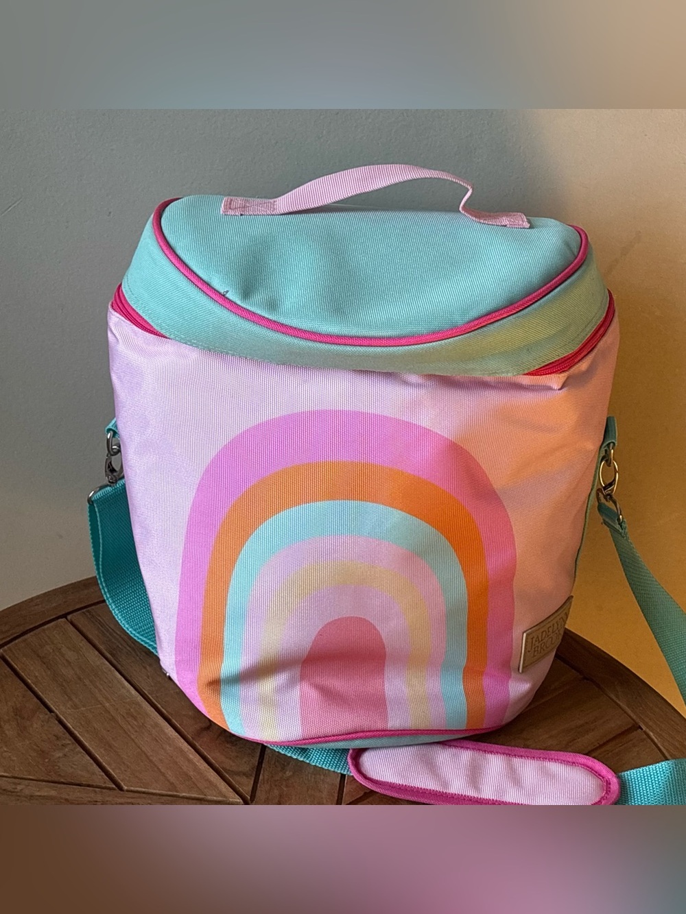 NWT Jadelynn Brooke Insulated Cooler Bag Picnic Travel Pastel Rainbow 13”x15”x6”